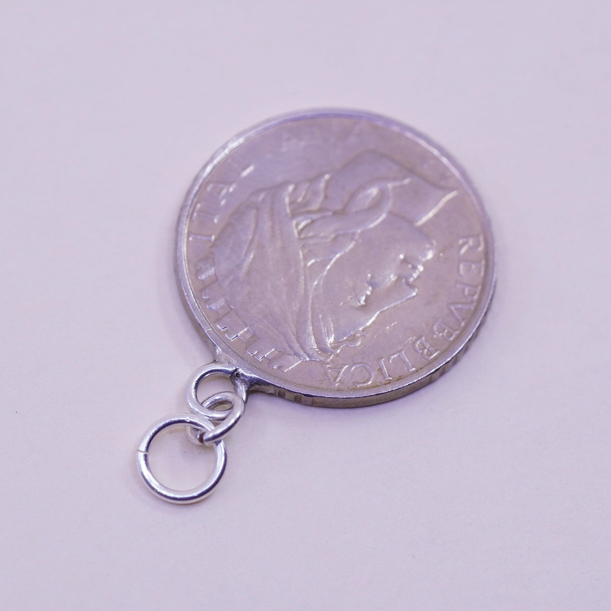 Vintage italian repvbblica coin charm pendant