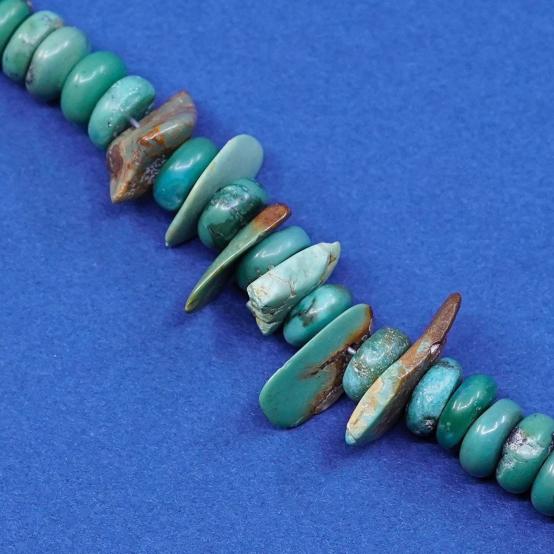 6”, sterling silver handmade bracelet, Native American navajo heishi turquoise
