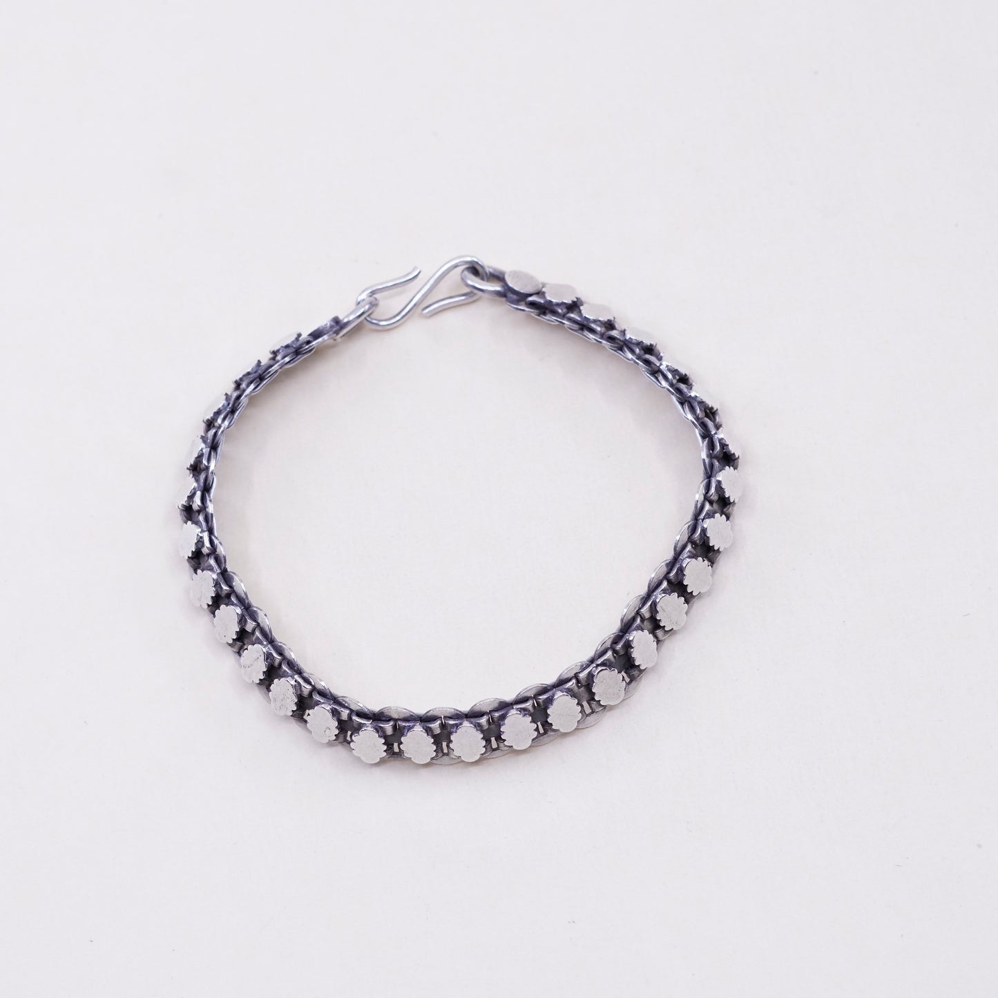 7.5”, vintage sterling 925 silver tennis bracelet, 925 tennis gold link chain