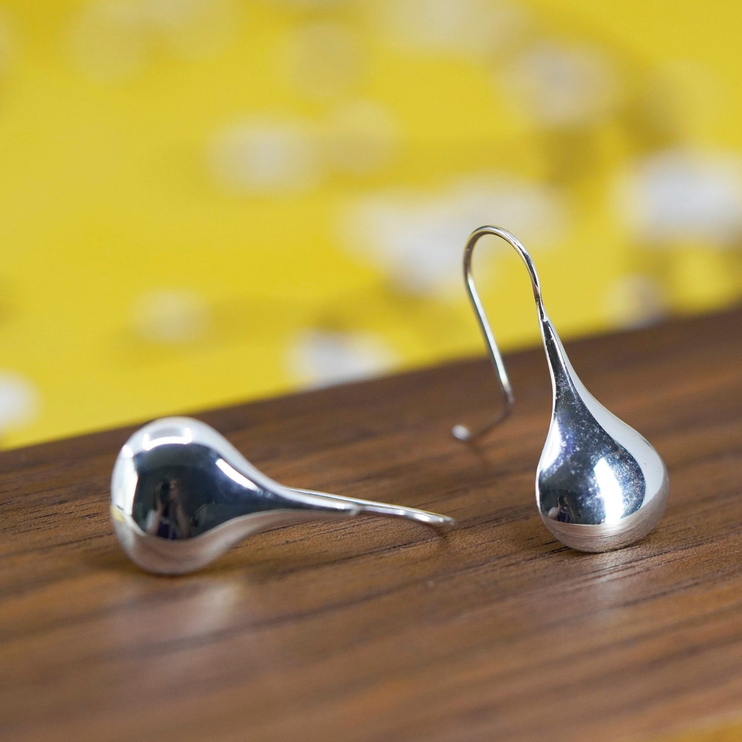 Vintage Sterling silver handmade earrings, 925 teardrop drops