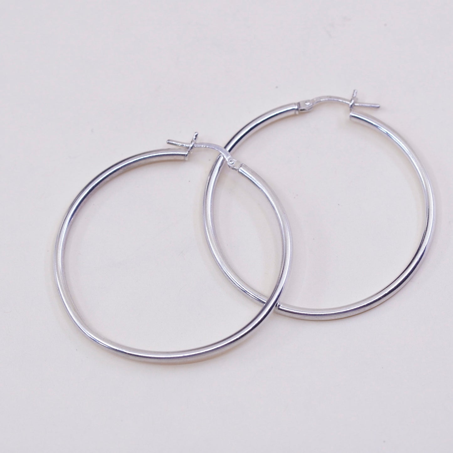 1.5” Vintage sterling silver loop earrings, fashion minimalist primitive hoops