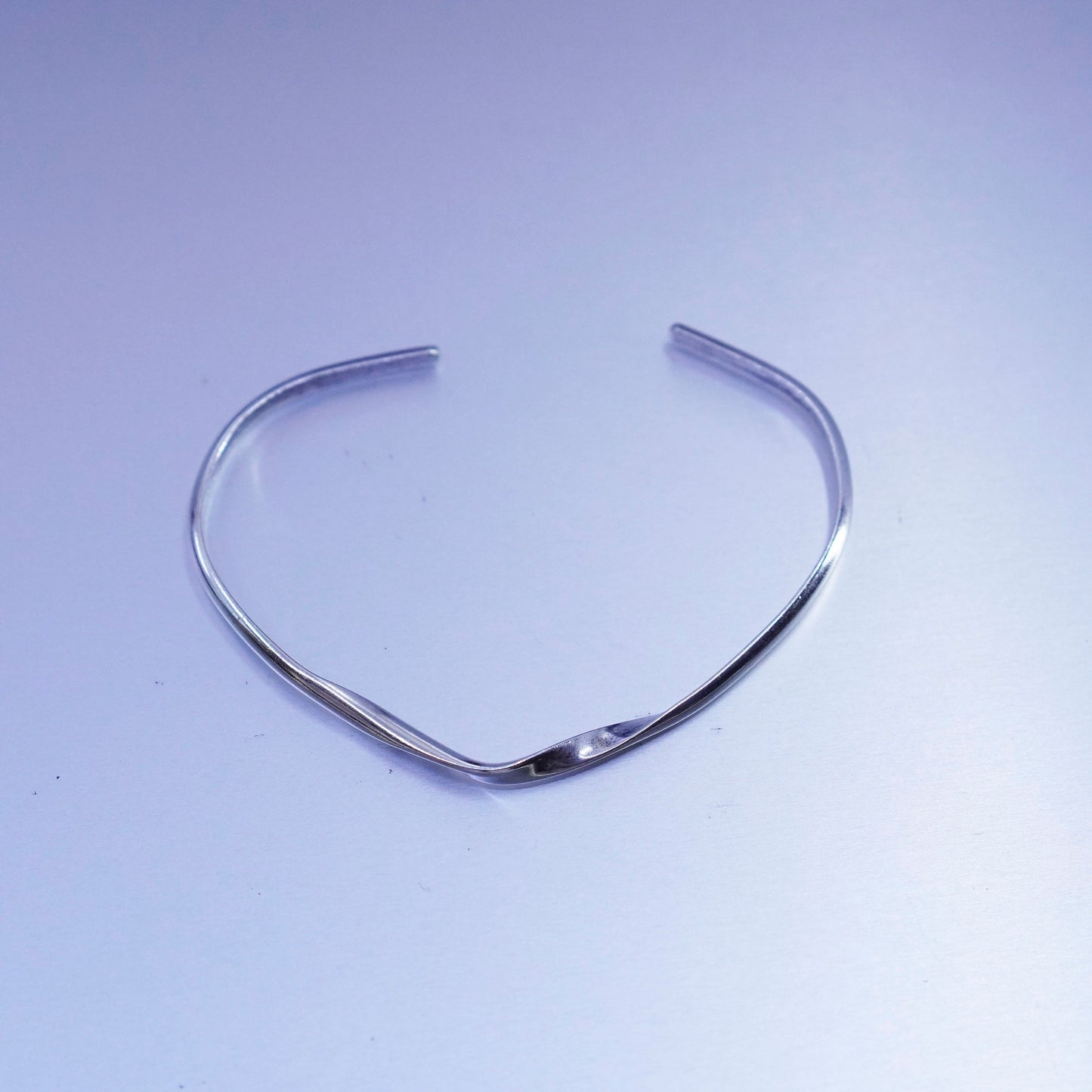 6.25”, Vintage Sterling 925 silver handmade bracelet, stackable twisted cuff