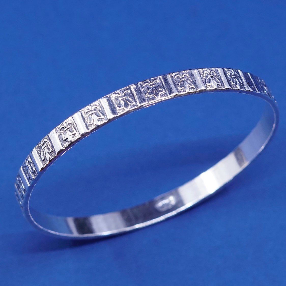 8", vtg danecraft sterling silver handmade bracelet, 925 textured bangle