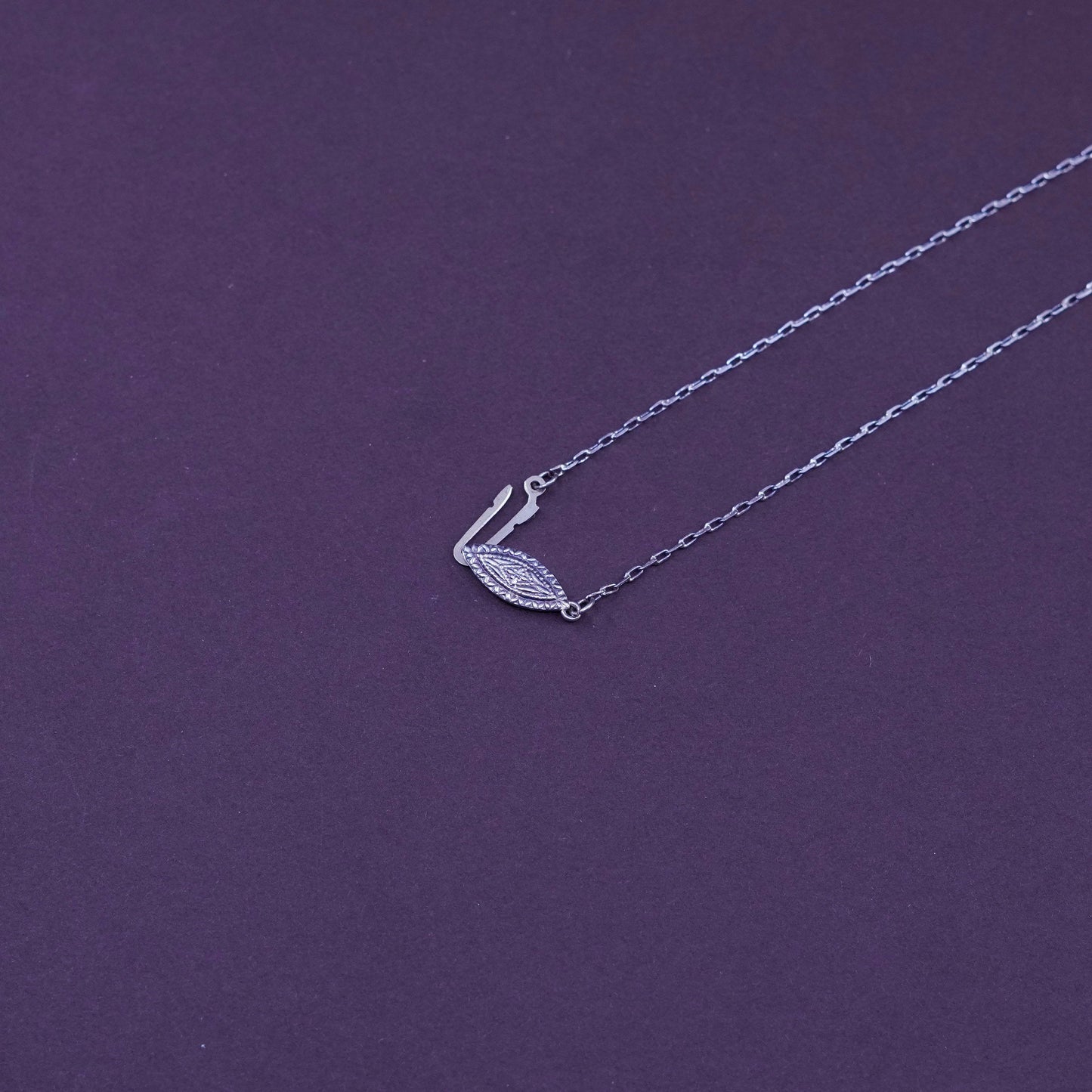 16”, Sterling silver handmade necklace, 925 elongated chain pearl cage pendant