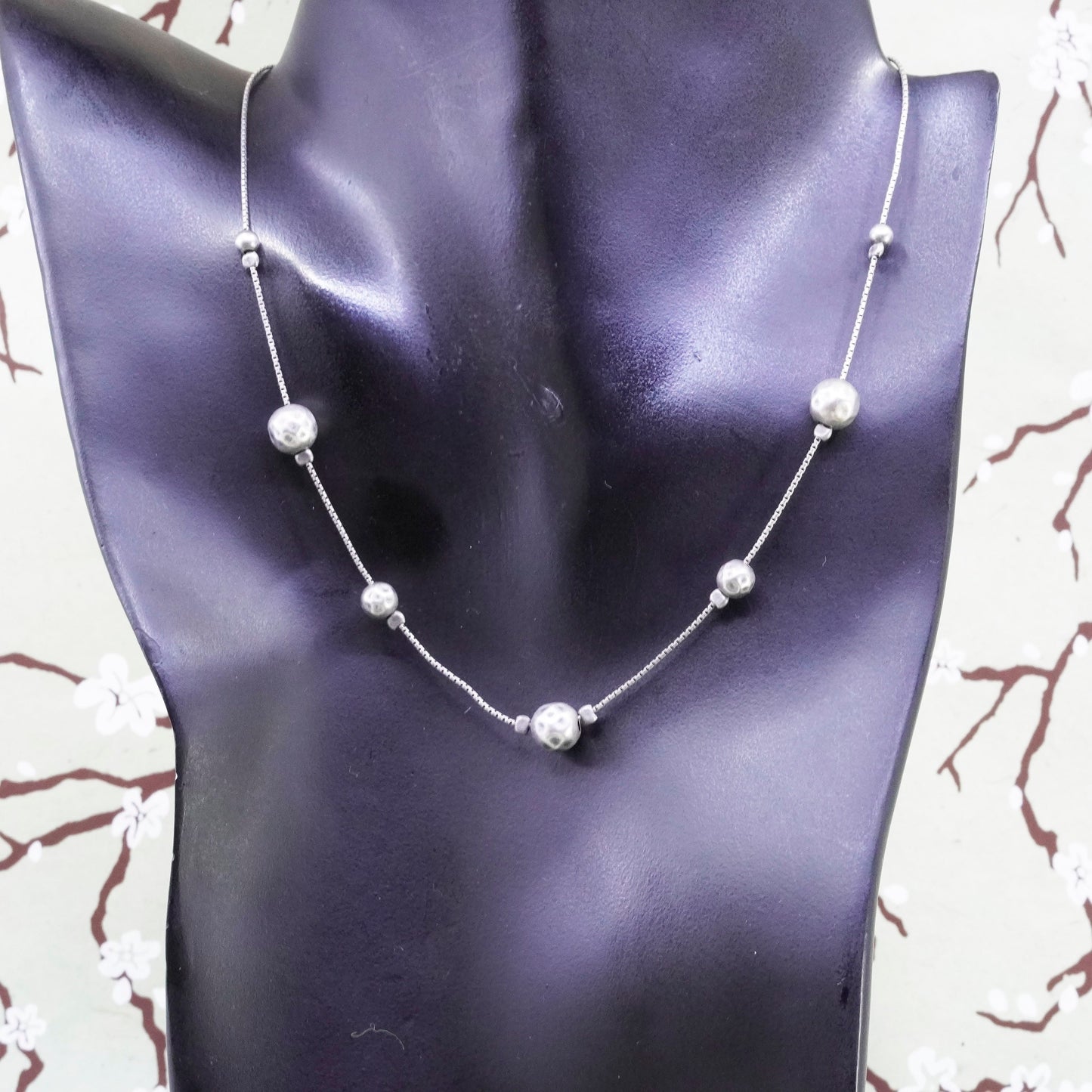 16”, vintage Silpada 925 sterling silver Necklace, snake chain with beads