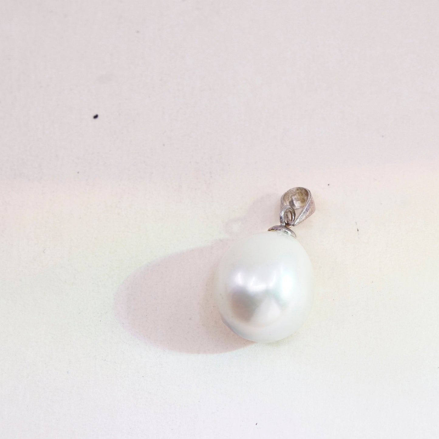 Vintage Sterling silver handmade pendant, solid 925 silver with pearl