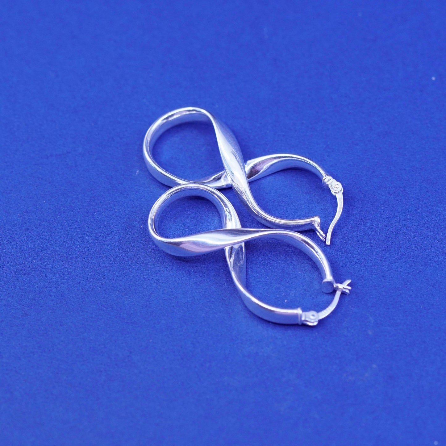 1.25”, vintage Sterling silver handmade earrings, 925 infinity hoops