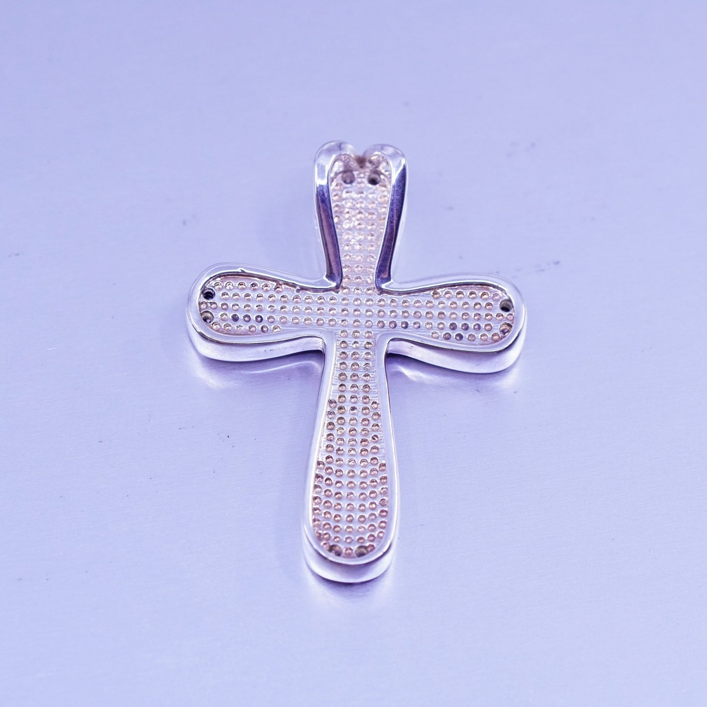 antique sterling 925 silver enamel cross pendant with Cz