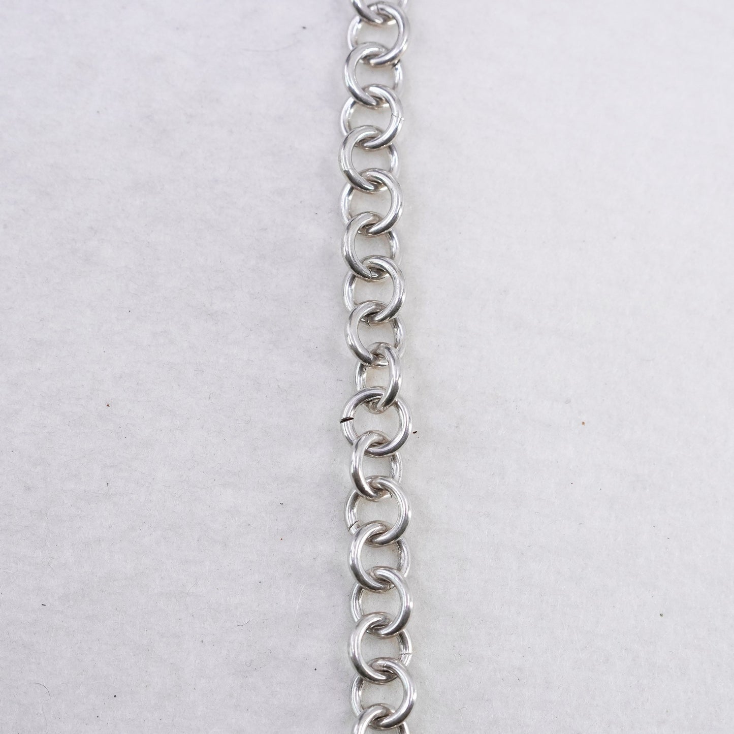 20”, vintage Sterling 925 silver handmade circle necklace with heart pendant