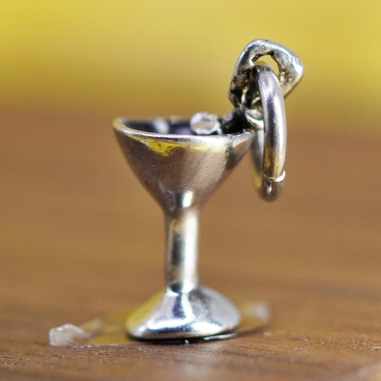 Vintage Sterling silver handmade pendant, 925 cocktail glass charm