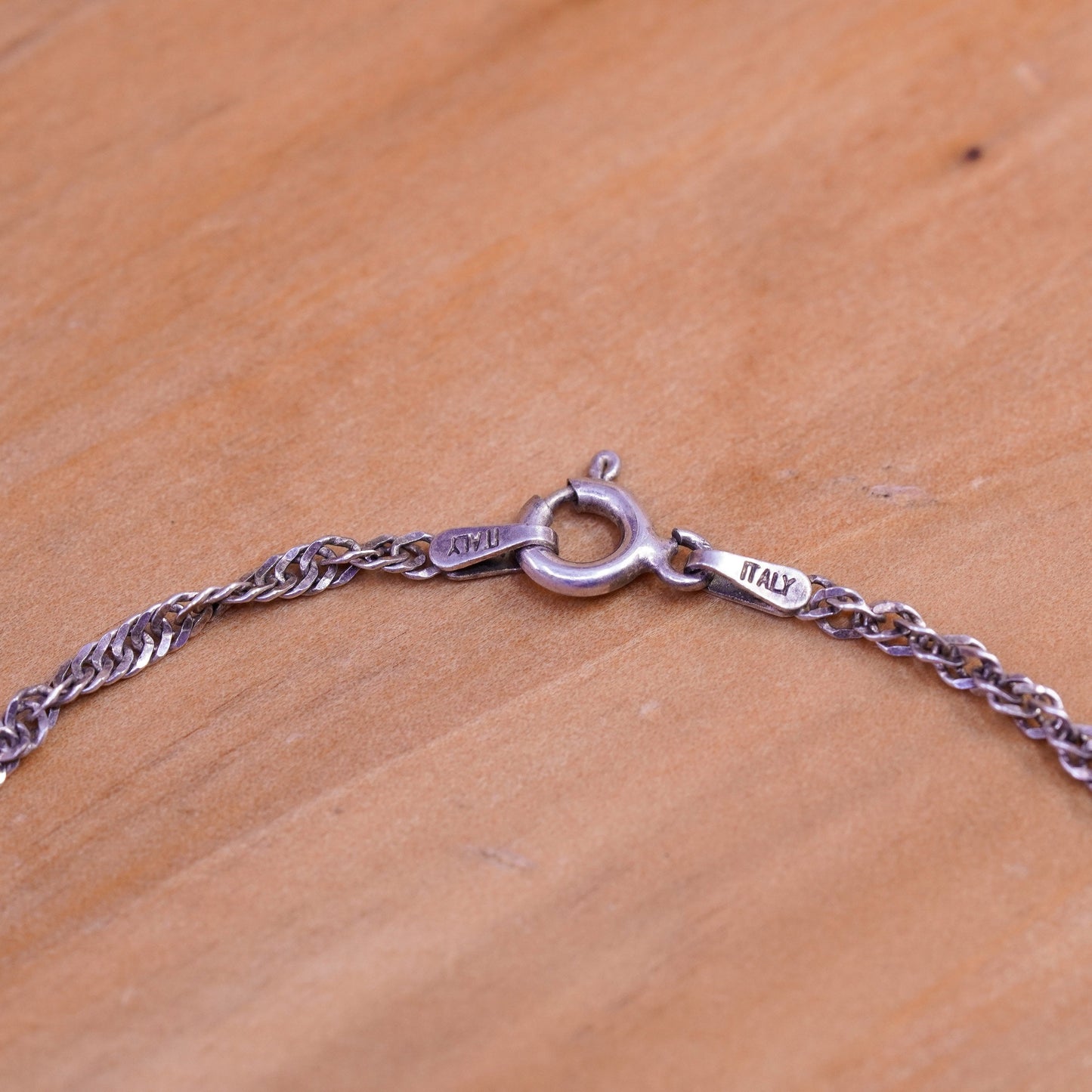 7.25”, Sterling silver handmade bracelet, Italy 925 twisted flatten curb chain