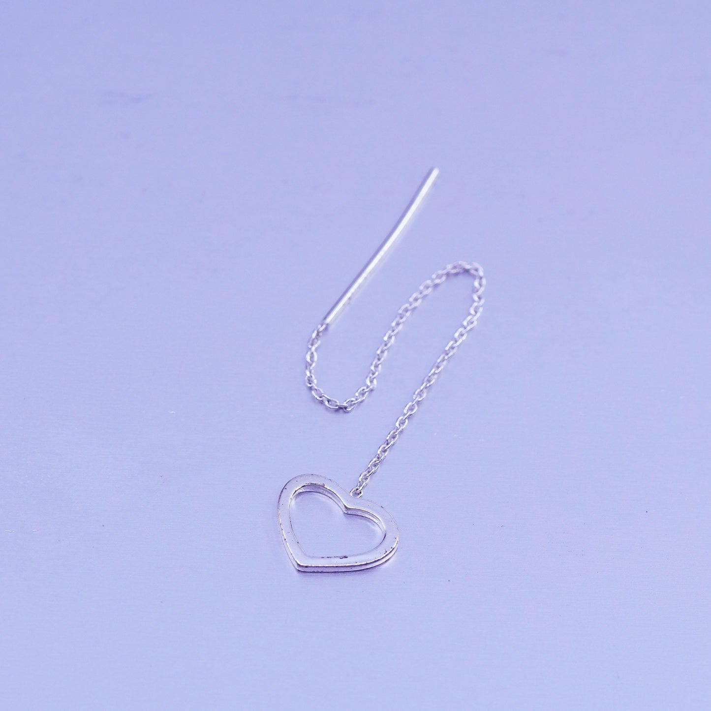 Vintage Sterling 925 silver handmade circle chain fringe earrings and heart