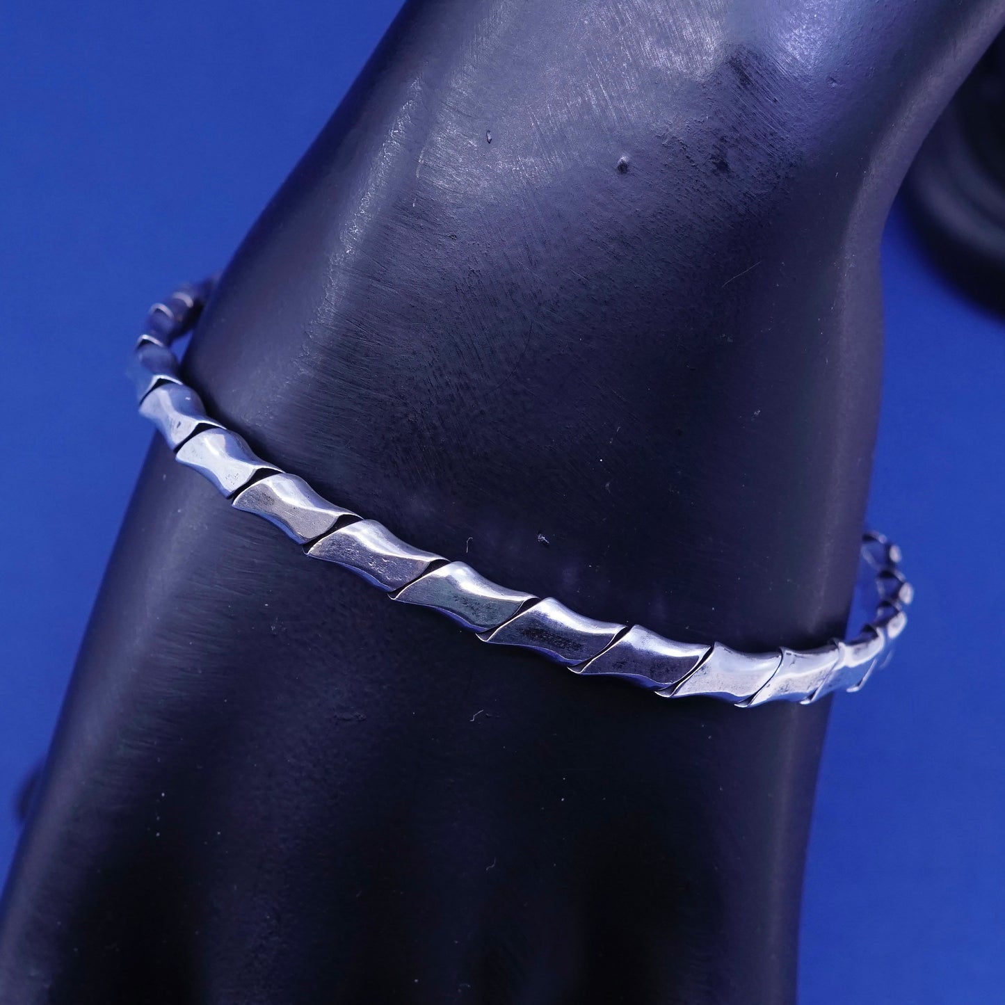 7.75”, vintage sterling silver handmade bracelet, 925 twisted cable bangle