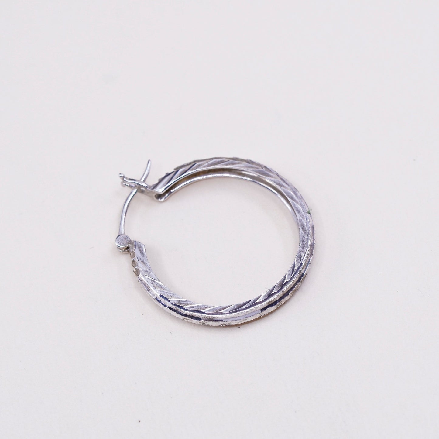 1.25”, VTG sterling silver loop earrings, textured minimalist primitive hoops