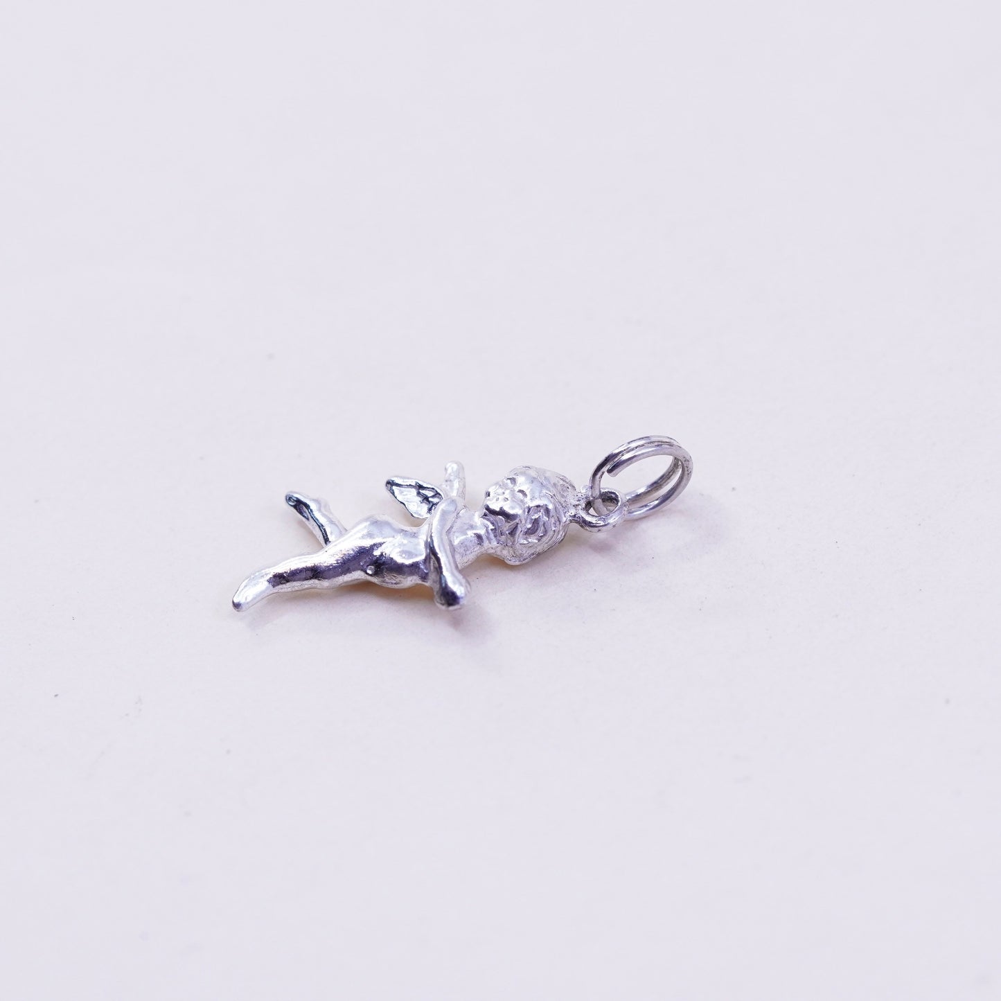 Vintage sterling silver handmade pendant, 925 angel charm