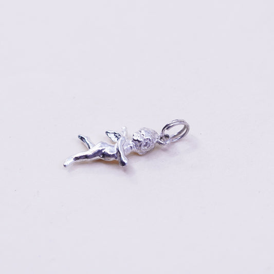 Vintage sterling silver handmade pendant, 925 angel charm