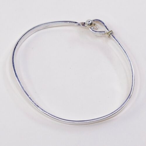 7.25”, Mexico Modern Sterling 925 Silver Handmade Hinged Bangle, Stamped 925