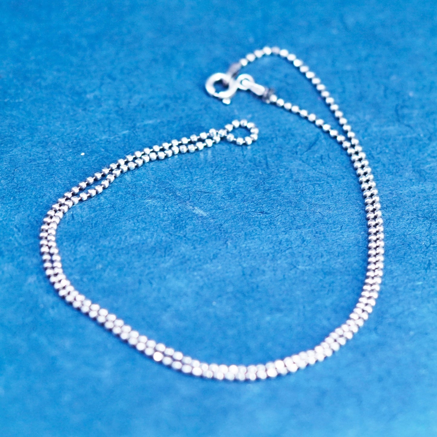 18”, 1mm, vintage Sterling silver handmade necklace, 925 beads chain