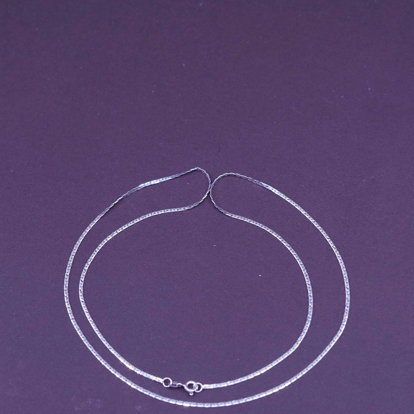 24”, 2mm, vintage Sterling silver flatten anchor chain, 925 necklace