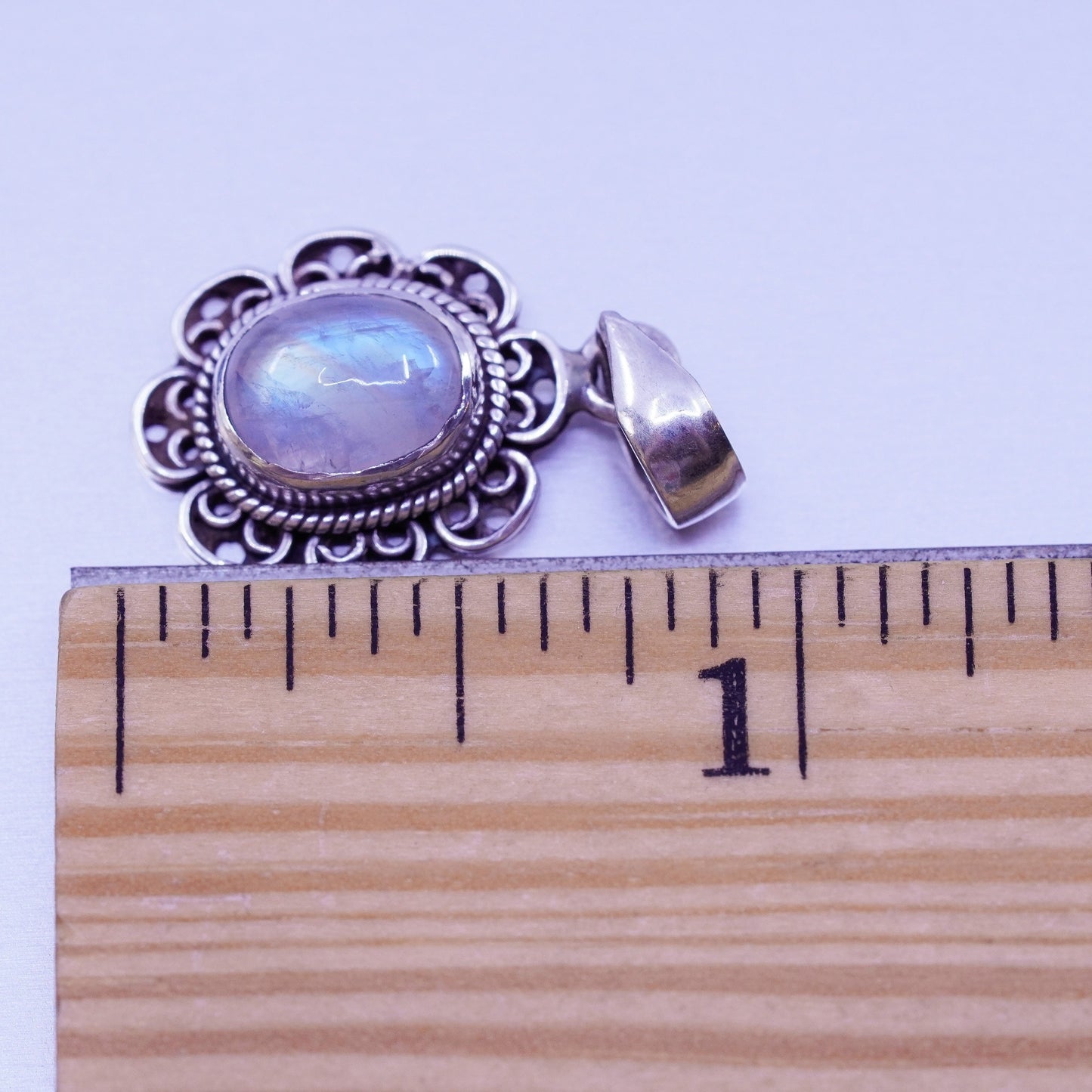 antique sterling 925 silver handmade pendant with blue moonstone