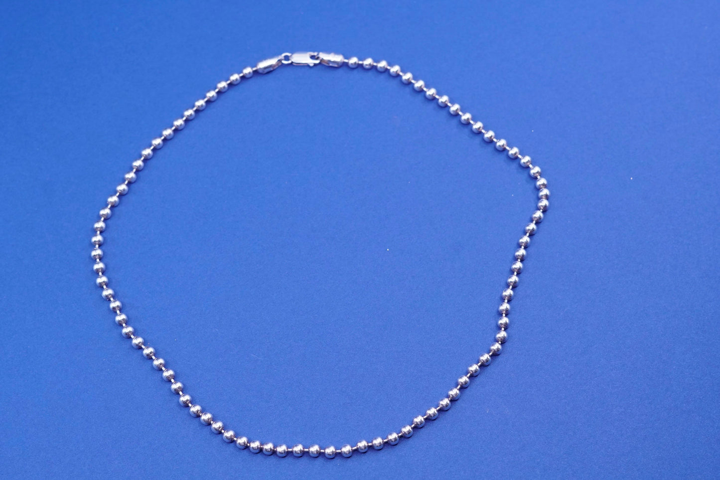 18”, 4mm, vintage Sterling silver handmade necklace, solid 925 bead chain