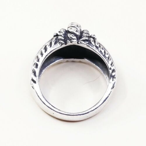 Size 6, Vtg Sterling Silver Handmade Ring 925 Silver Band w/ Cable inlay