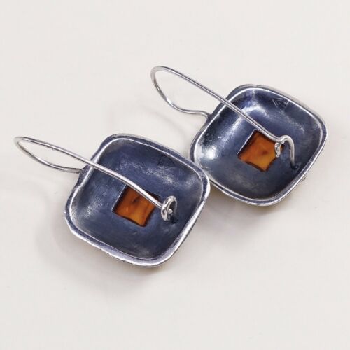 Silpada Sterling Silver W0911 Vintage Amber Scroll Dangle Earrings LDD4