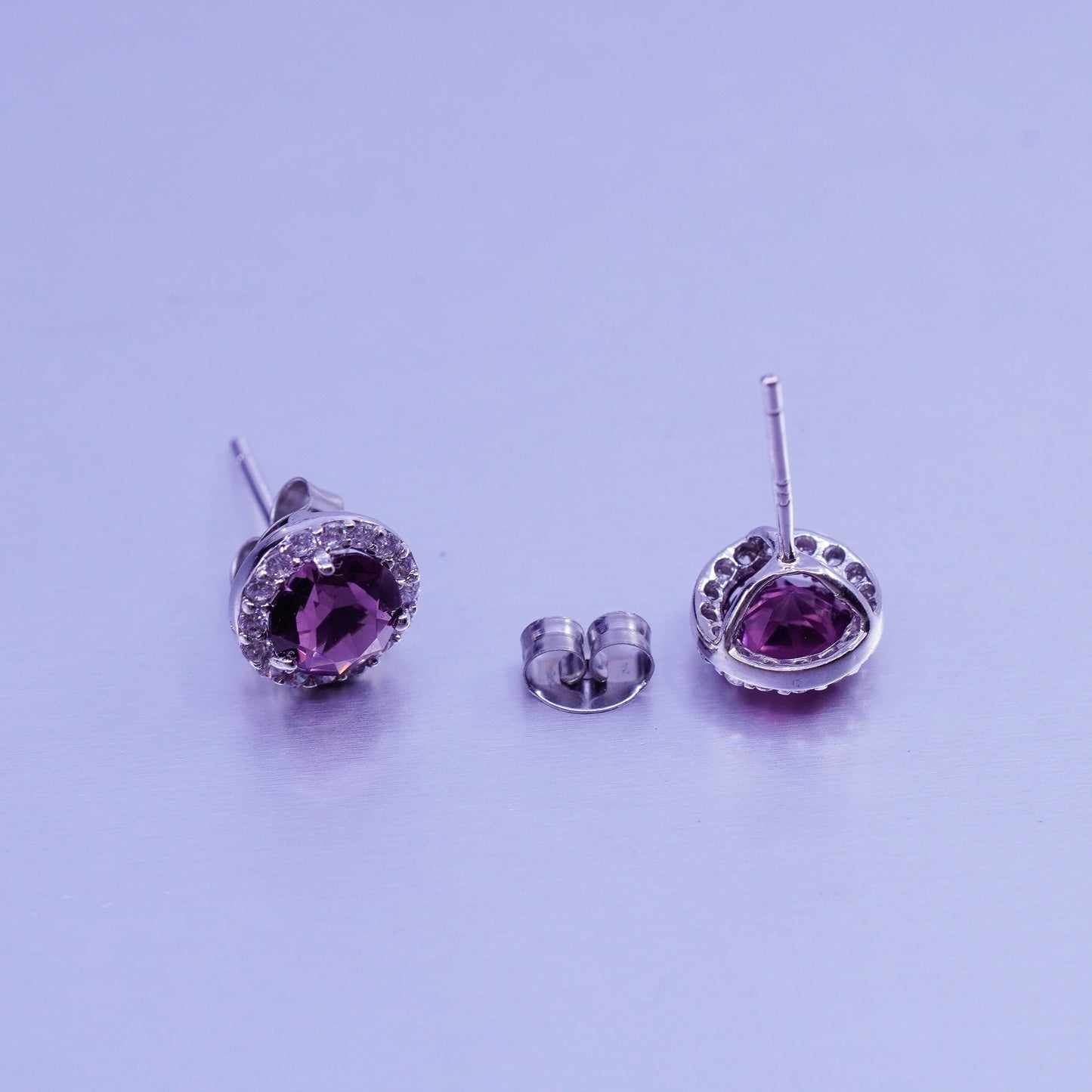 Vintage Sterling 925 silver earrings, studs with cz inlay