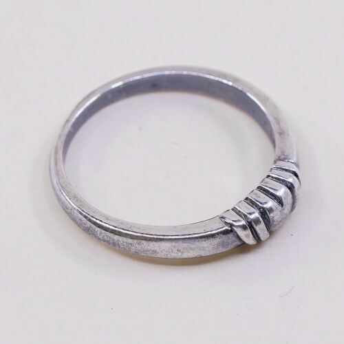 Sz 5.75, Vtg Mexico Sterling Silver Handmade Ring, 925 Silver Band W/ Heart