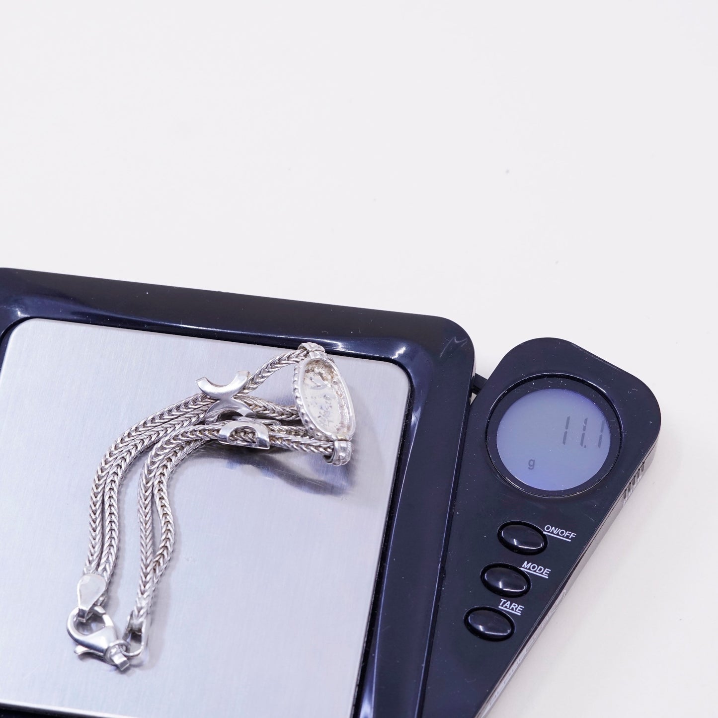 6.5”, 14K gold accent w/ sterling silver bracelet, 925 wheat chain w/ “YIW”