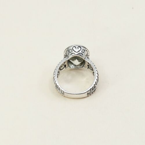 Sz 10, Vtg Sterling Silver Handmade Ring, 925 Silver Band W Blue topaz inlay