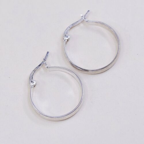 0.75” sterling silver 925 Huggie earrings Hoops, stamped 925 SU