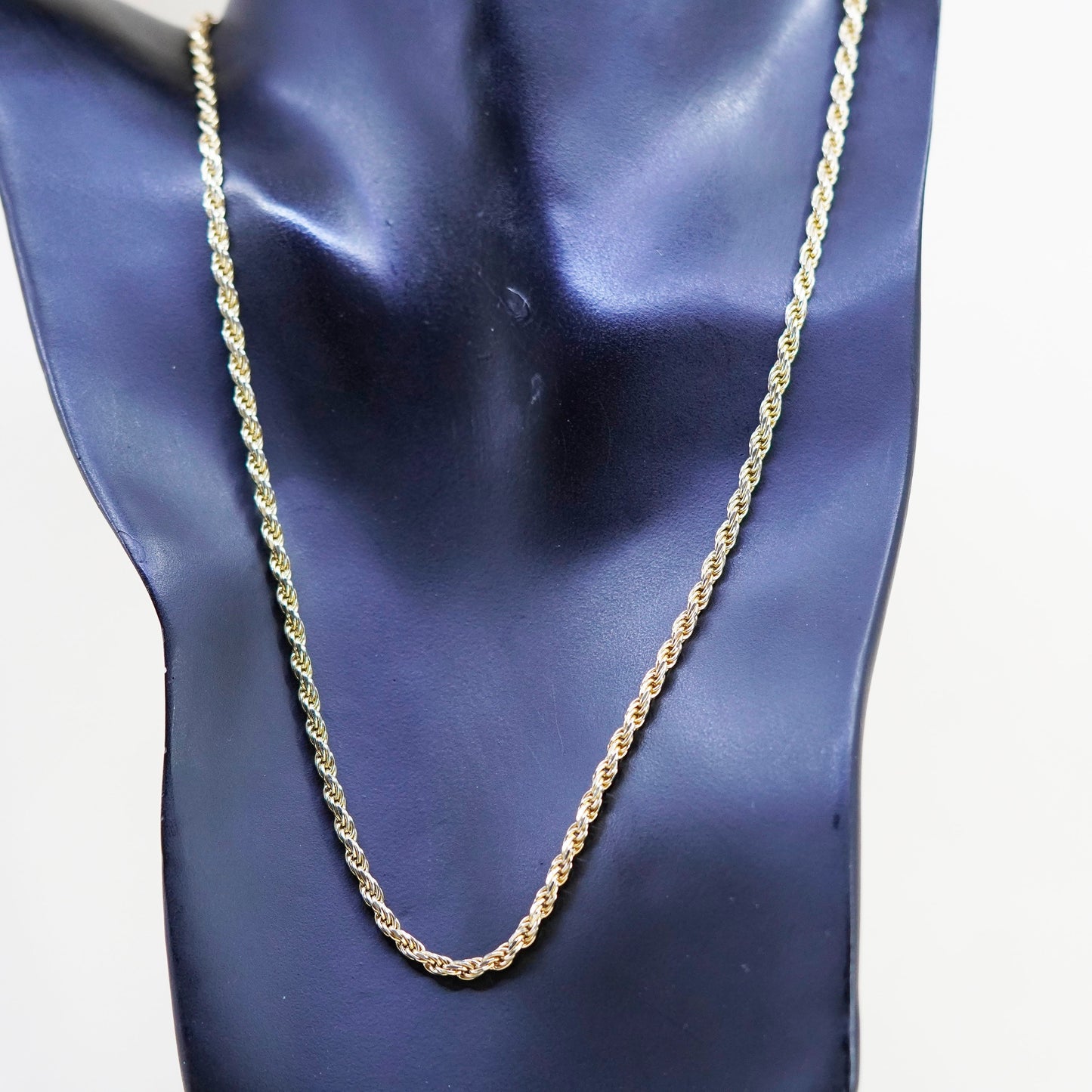 20”, vermeil gold over Sterling silver necklace bold 925 diamond cut rope chain