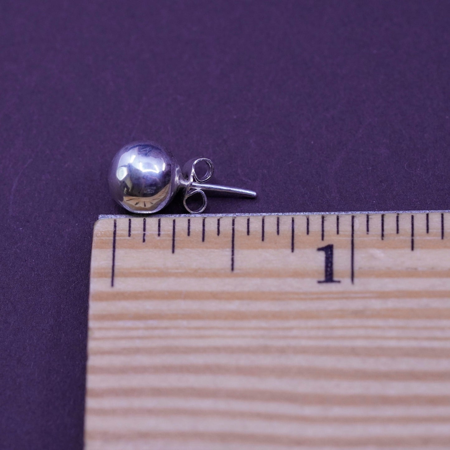 7mm, Vintage Sterling silver beads studs, 925 earrings