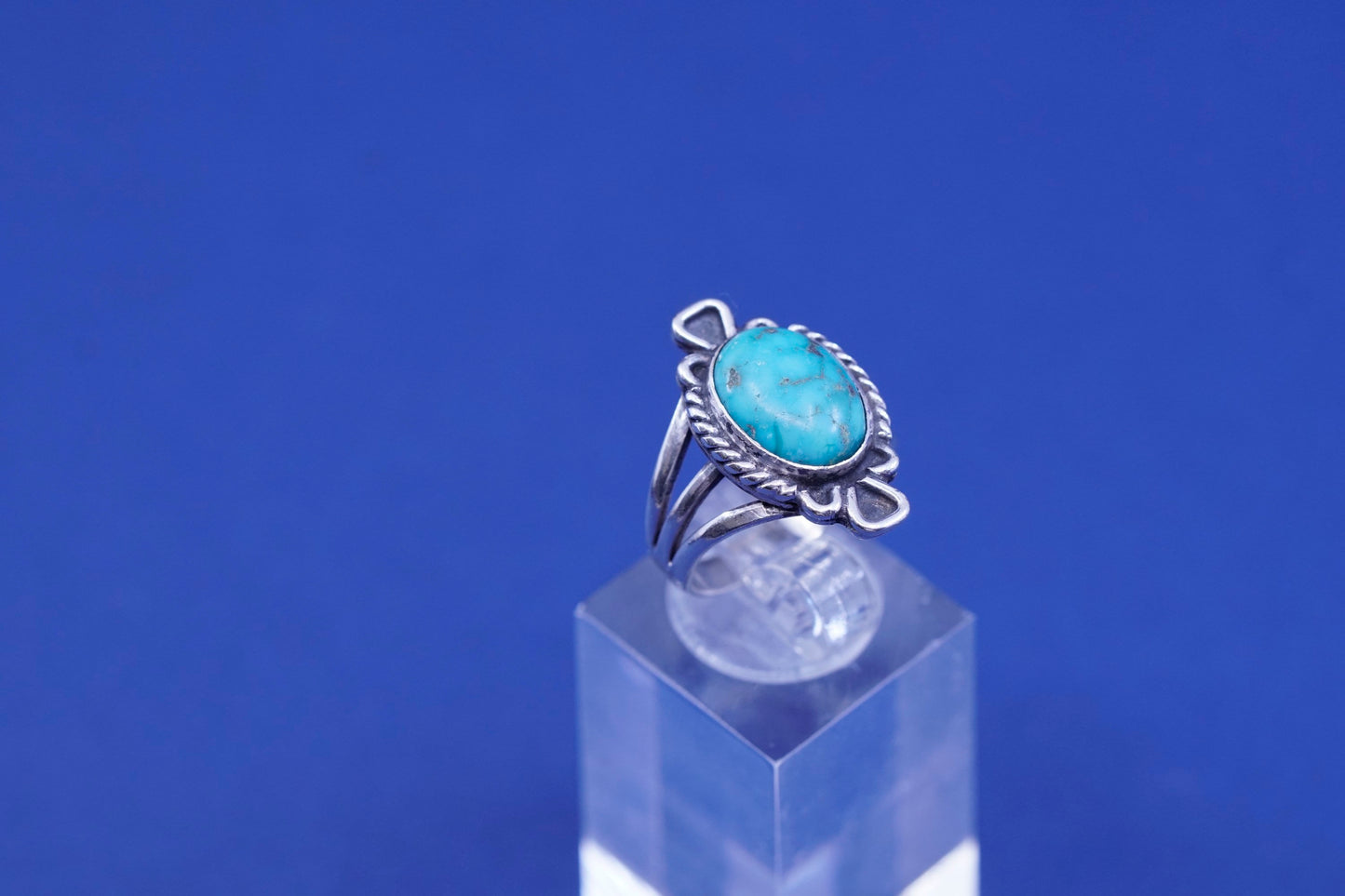 sz 6.75, Native American, southwestern Sterling silver ring w/ turquoise