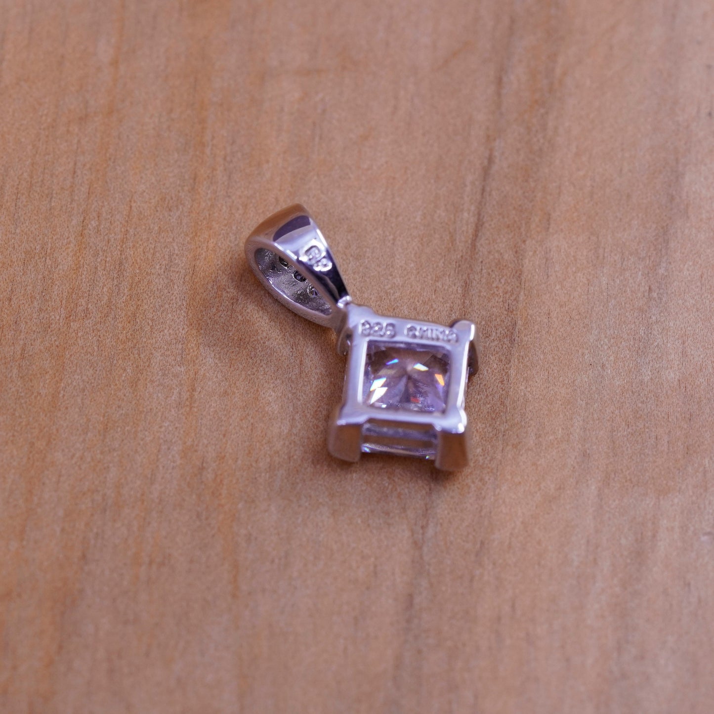 Vintage Sterling 925 silver handmade pendant with cz