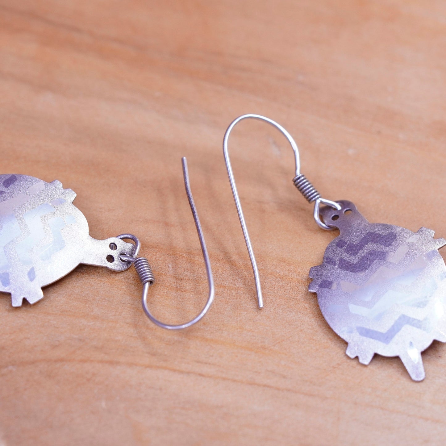 Vintage Sterling silver handmade earrings, 925 turtle drops