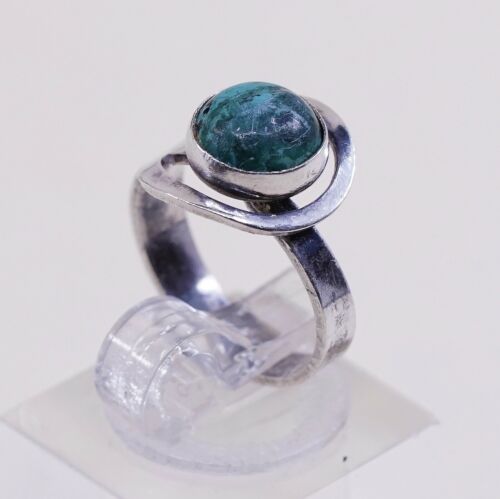 Sz 3.5, Vintage Israel Handmade Sterling Silver W/ Turquoise, Stamped 925 Israel