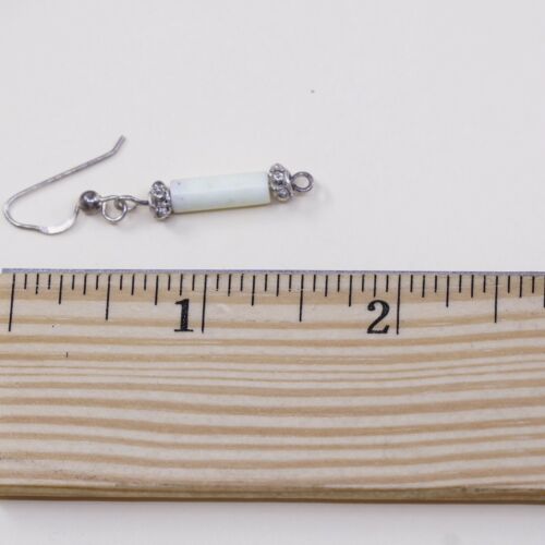 Amazing handmade Sterling 925 Silver earrings, 925 Wire Hooks W/ Jade Tube