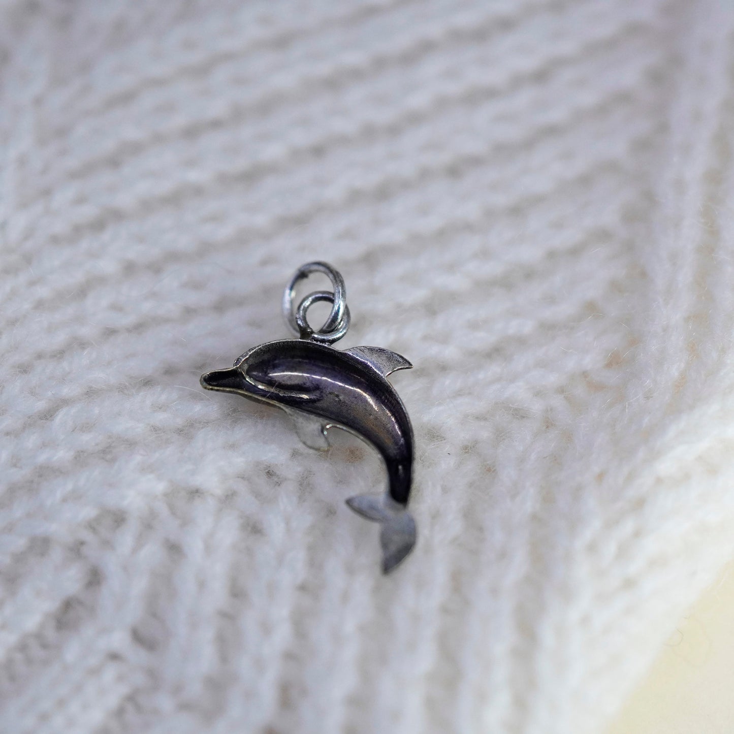 Vintage sterling silver dolphin pendant, 925 charm