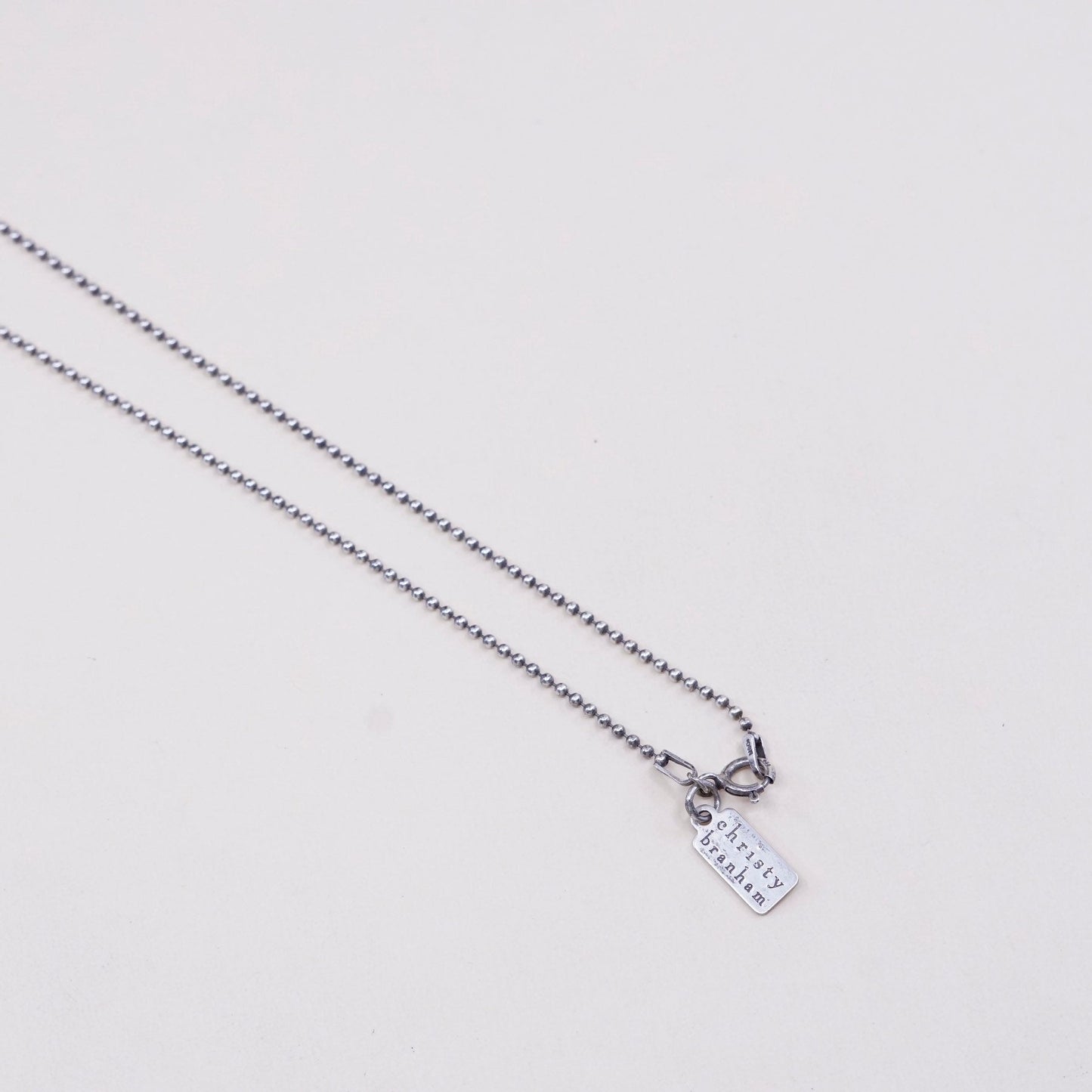 16”, 1mm, Vintage israel megiddo sterling silver beads chain, 925 necklace