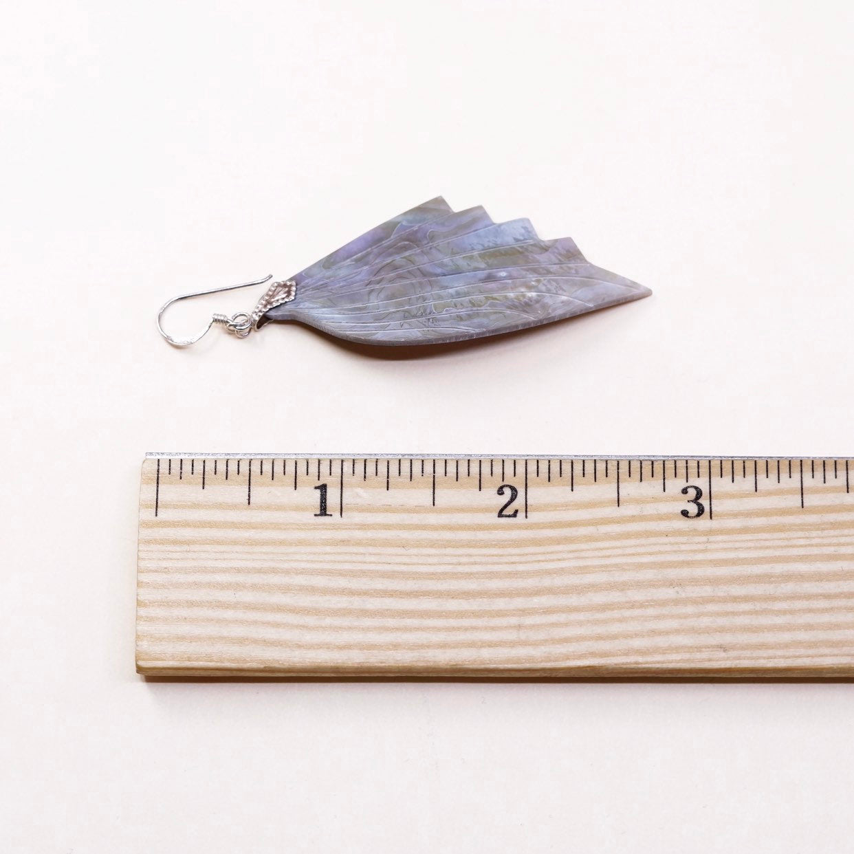 sterling silver handmade earrings, 925 hooks w/ wing shaped abalone