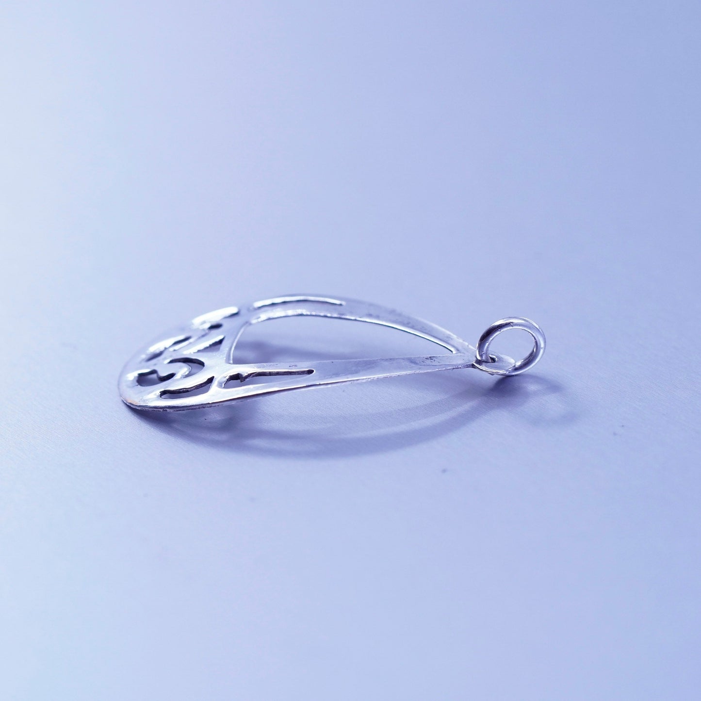Vintage sterling 925 silver handmade filigree teardrop pendant charm
