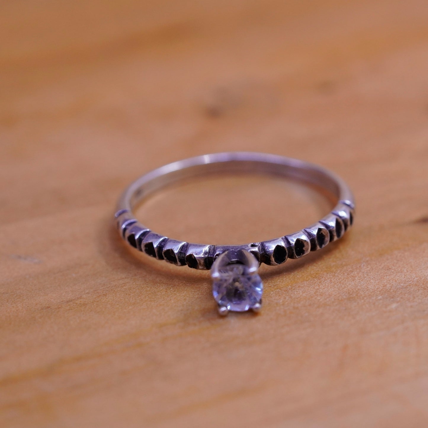 Size 9, vintage Sterling silver handmade ring, 925 engagement band with cz