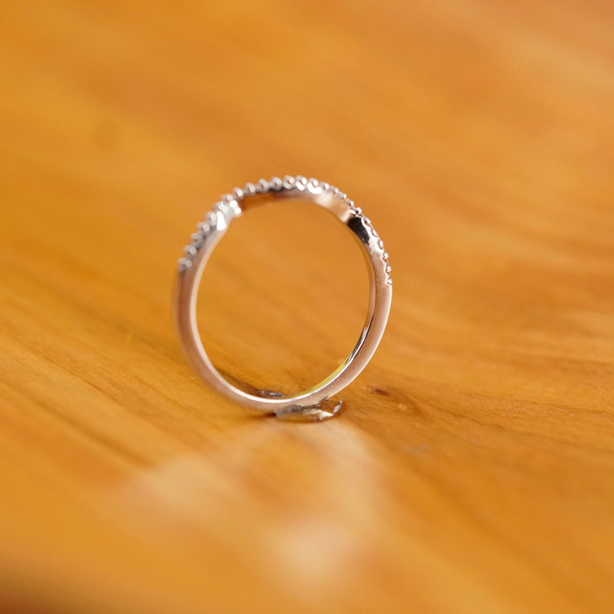 Size 7.25, vintage Sterling silver handmade ring, 925 stackable band with cz
