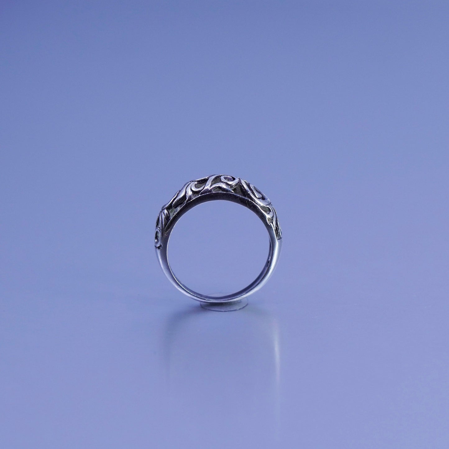 Size 7.25, vintage Sterling 925 silver handmade ring, filigree band