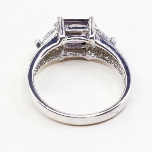Sz 7.5, Sterling Silver handmade Ring, 925 Silver Ring W/ amethyst, stamped 925