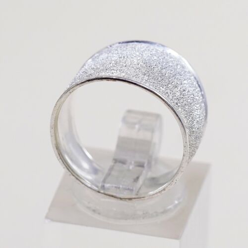 Sz 7, Vtg Sterling Silver Handmade Ring 925 Silver Sparkly Band W/ Matt Surface