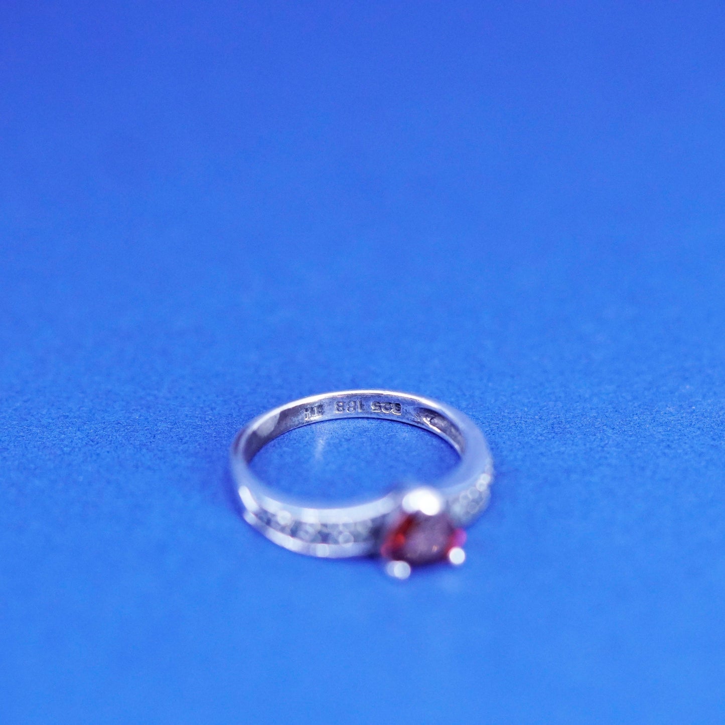 Size 7.25, Sterling silver handmade ring, 925 stackable band heart marcasite