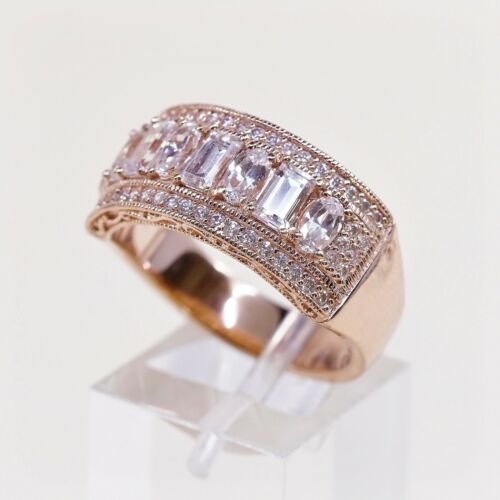Sz 10, 3.47ctw Bella Luce Vanna K Emerald Cut Eterno Sterling Silver Band Ring